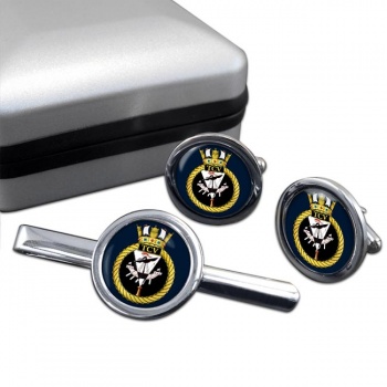 HM Tank Cleaning Vessels (Royal Navy) Round Cufflink and Tie Clip Set