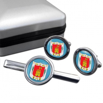 Tlaxcala (Mexico) Round Cufflink and Tie Clip Set