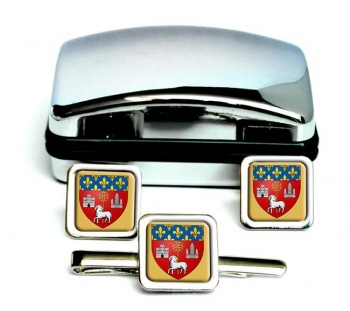 Toulouse (France) Square Cufflink and Tie Clip Set