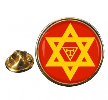 Triple Tau Star of David Masonic Round Pin Badge