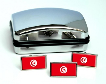 Tunisia Flag Cufflink and Tie Pin Set