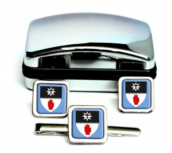 County Tyrone (UK) Square Cufflink and Tie Clip Set