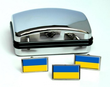 Ukraine Flag Cufflink and Tie Pin Set