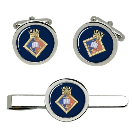 University Royal Naval Unit URNU Sussex, Royal Navy Cufflink and Tie Clip Set