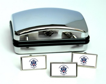 United States Coast Guard Rectangle Cufflink and Tie Pin Set