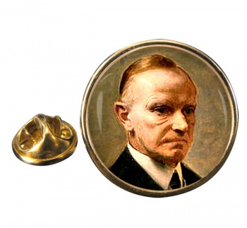President Calvin Coolidge Round Pin Badge