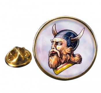 Viking Warrior Round Pin Badge