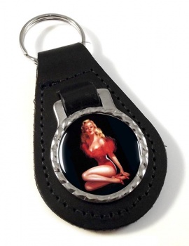 Vintage Pin-up Girl Leather Key Fob