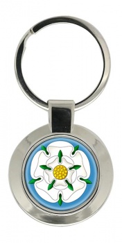 White Rose of York Chrome Key Ring