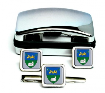 County Wicklow (Ireland) Square Cufflink and Tie Clip Set