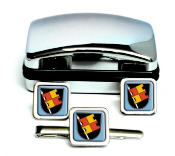 Wurzburg (Germany) Square Cufflink and Tie Clip Set