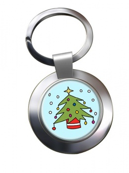 Christmas Tree Chrome Key Ring