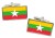 Burma Myanmar Flag Cufflinks in Chrome Box