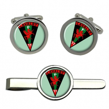 11th Cavalry Squadron (Ireland) Round Cufflink and Tie Clip Set