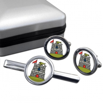 170 (Infrastructure Support) Engineer Group (British Army) Round Cufflink and Tie Clip Set