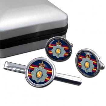 1st The King's Dragoon Guards (British Army) Round Cufflink and Tie Clip Set