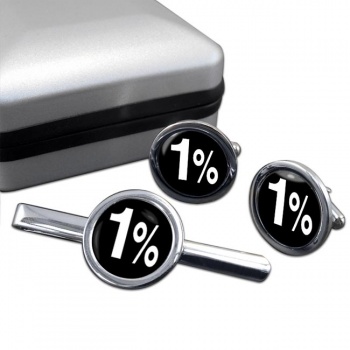 Outlaw Biker 1% Round Cufflink and Tie Clip Set