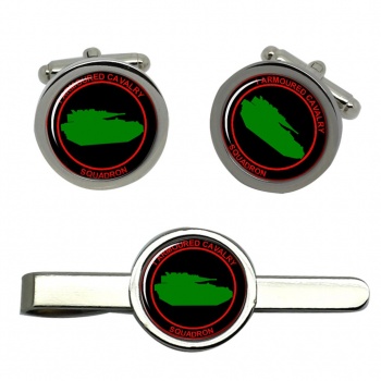 1st Armoured Cavalry Squadron (Ireland) Round Cufflink and Tie Clip Set