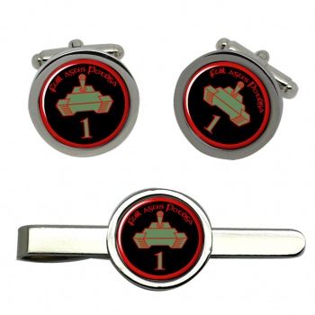 1st Tank Squadron (Ireland) Round Cufflink and Tie Clip Set