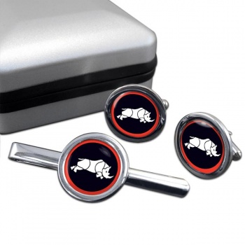 1 (United Kingdom) Division (British Army) Round Cufflink and Tie Clip Set