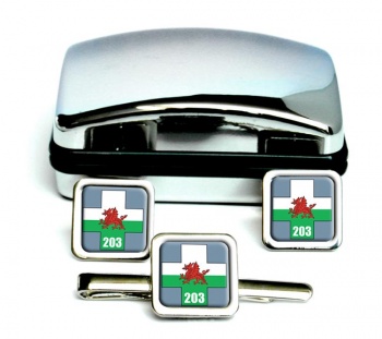 203 Field Hospital (British Army) Square Cufflink and Tie Clip Set