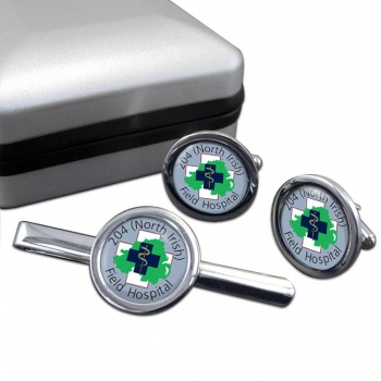 204 Field Hospital (British Army) Round Cufflink and Tie Clip Set