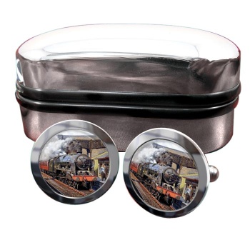 Steam Train (LMS Royal Scot Class 46108 Seaforth Highlander) Round Cufflinks