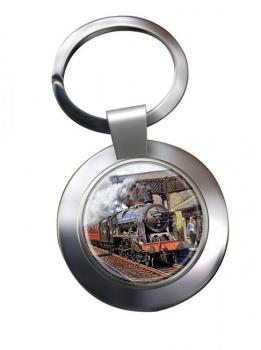 Steam Train (LMS Royal Scot Class 46108 Seaforth Highlander) Chrome Key Ring