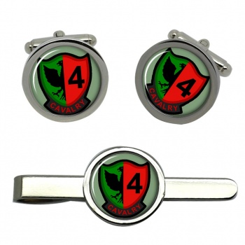 4th Cavalry Squadron (Ireland) Round Cufflink and Tie Clip Set