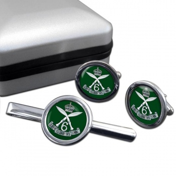 6th Queen Elizabeth's Own Gurkha Rifles (British Army) Round Cufflink and Tie Clip Set