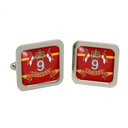 9th Queen's Royal Lancers, British Army Square Cufflinks in Chrome Box