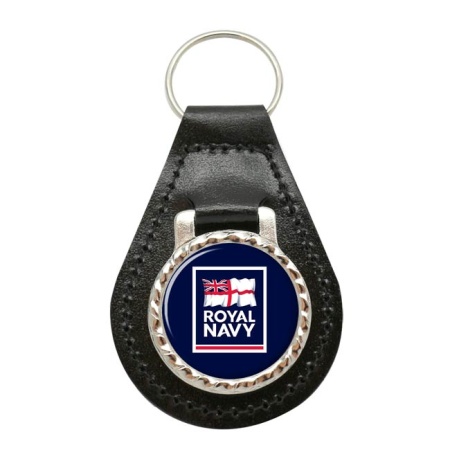 Royal Navy Logo Leather Key Fob