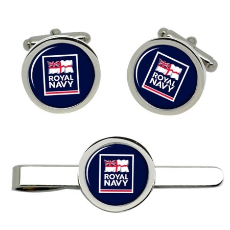 Royal Navy Logo Cufflink and Tie Clip Set