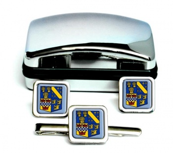 Aberdeenshire (Scotland) Square Cufflink and Tie Clip Set