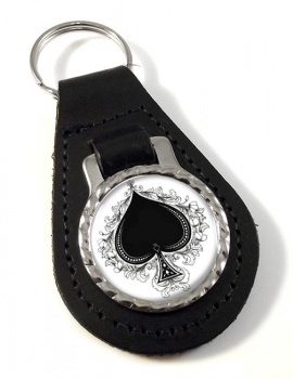 Ace of Spades Leather Key Fob
