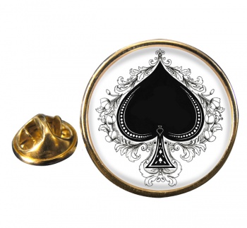 Ace of Spades Round Pin Badge