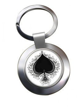 Ace of Spades Chrome Key Ring