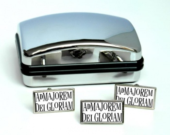 Ad Majorem Dei Gloriam Rectangle Cufflink and Tie Pin Set