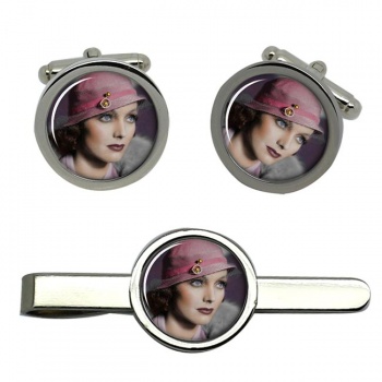 Adrienne Ames, Vintage Film Star Cufflink and Tie Clip Set