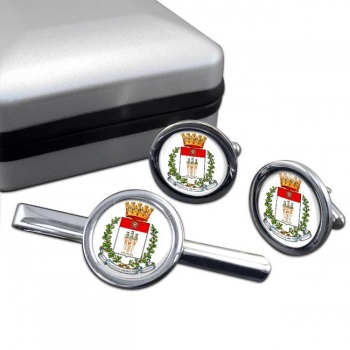 Agrigento (Italy) Round Cufflink and Tie Clip Set