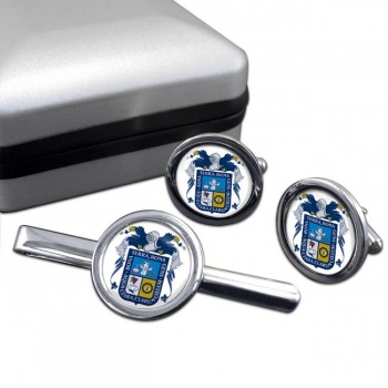 Aguascalientes (Mexico) Round Cufflink and Tie Clip Set