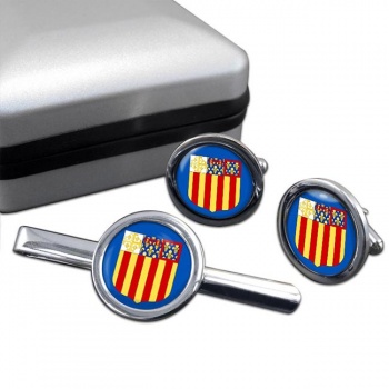 Aix-en-Provence (France) Round Cufflink and Tie Clip Set