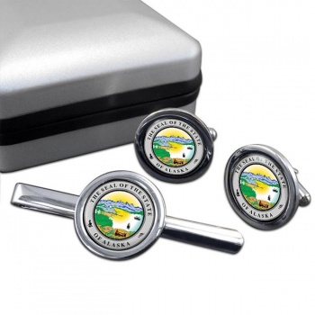 Alaska Round Cufflink and Tie Clip Set