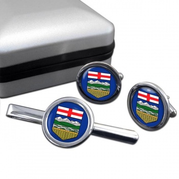 Alberta (Canada) Round Cufflink and Tie Clip Set