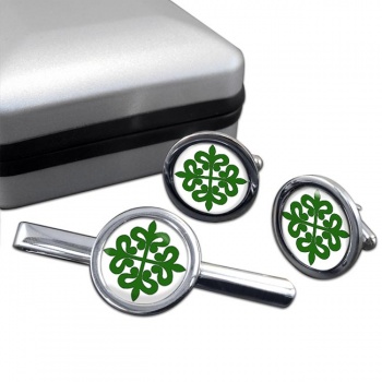 Orden de Alcantara Round Cufflink and Tie Clip Set