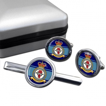 RAF Station Aldergrove Round Cufflink and Tie Clip Set