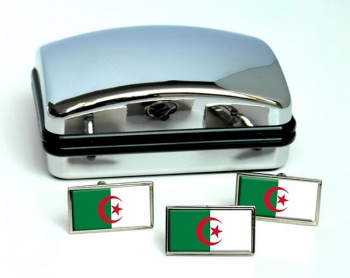 Algeria Flag Cufflink and Tie Pin Set