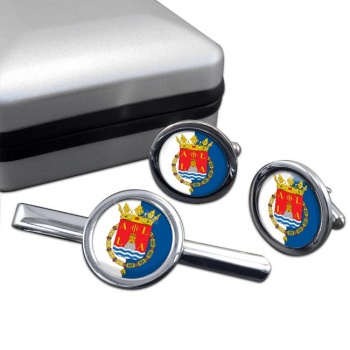 Alicante Ciudad (Spain) Round Cufflink and Tie Clip Set