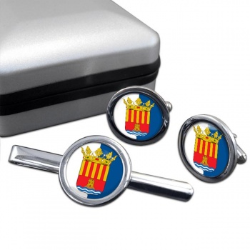 Alicante (Spain) Round Cufflink and Tie Clip Set