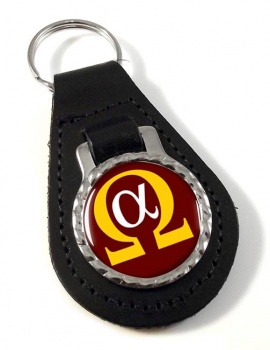 Alpha Omega Leather Key Fob